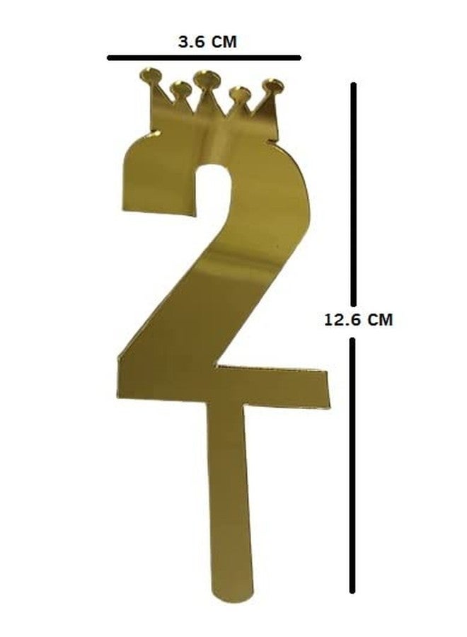 MOREL Gold Color Number 2 Cake Topper with Happy Birthday Topper for Birthday Decorate Kids Cake Flags for Girl/Boys/Kids. - Image 2